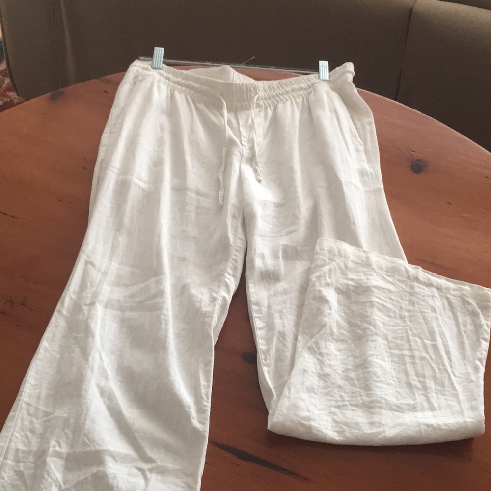 NEVER BEEN WORN white linen pants w/pockets